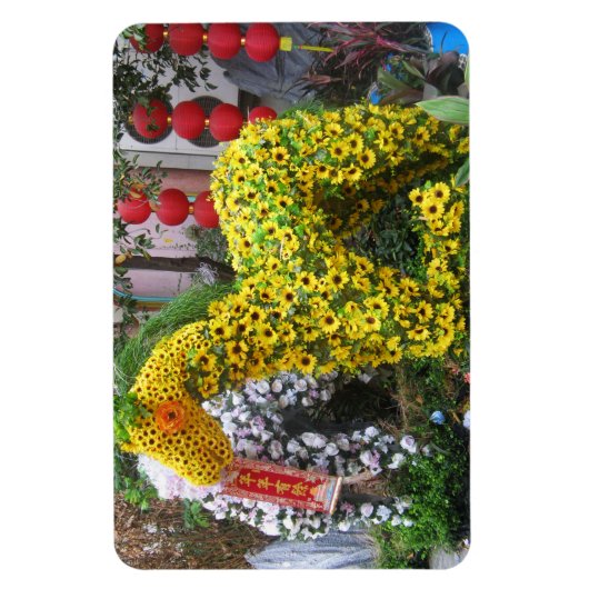 Pferdejahr | 春 節 馬 ... Thema chinesische Blume Magnet (Vertikal)