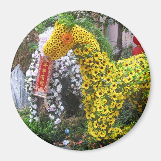 Pferdejahr | 春 節 馬 ... Thema chinesische Blume Magnet (Vorne)