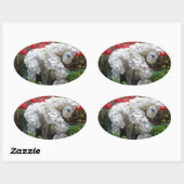 Pferdejahr | 春 節 馬 ... Thema chinesische Blume Ovaler Aufkleber (Blatt)