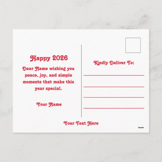 Pferdejahr 2026 feiertagspostkarte (Rückseite)