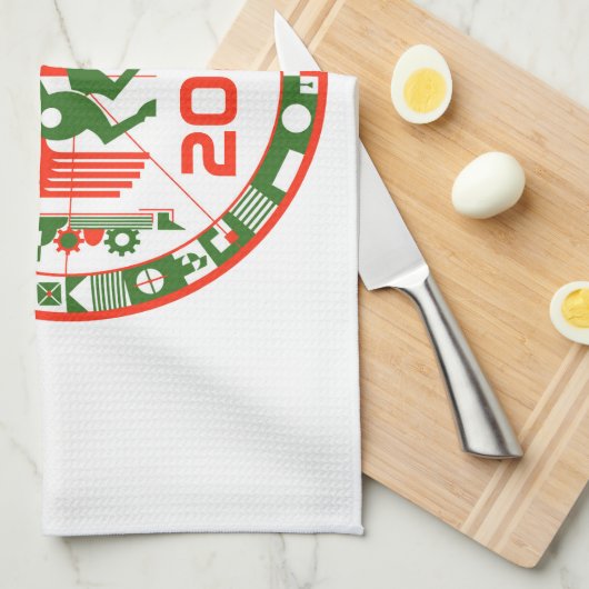 Pferdejahr 2026 geschirrtuch (Viertel Falte)