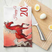 Pferdejahr 2026 geschirrtuch (Viertel Falte)