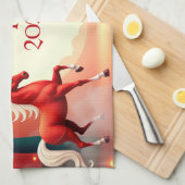 Pferdejahr 2026 geschirrtuch (Viertel Falte)