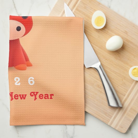 Pferdejahr 2026 geschirrtuch (Viertel Falte)