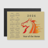 Pferdejahr 2026 Kalender Magnetkarte (Vorne/Hinten)