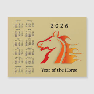 Pferdejahr 2026 Kalender Magnetkarte
