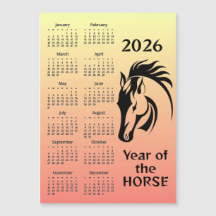 Pferdejahr 2026 Kalender Magnetkarte