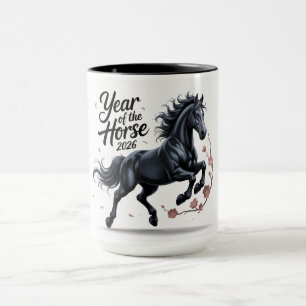 Pferdejahr 2026 mit Kirschblossom Tasse