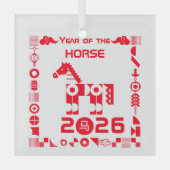 Pferdejahr 2026 ornament aus glas (Vorderseite)