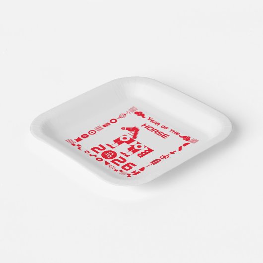 Pferdejahr 2026 pappteller (Gewinkelt)