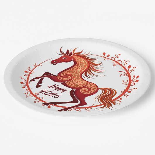 Pferdejahr 2026 pappteller (Schrägansicht)