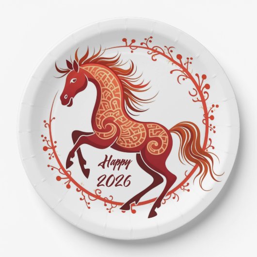 Pferdejahr 2026 pappteller (Vorderseite)