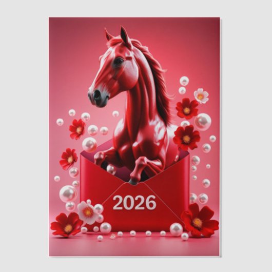 Pferdejahr 2026 pergament einladungen (Vorderseite)