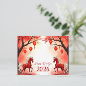 Pferdejahr 2026 postkarte (Stehend Vorderseite)