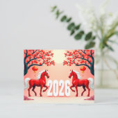 Pferdejahr 2026 postkarte (Stehend Vorderseite)