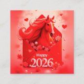 Pferdejahr 2026 quadratische visitenkarte (Vorderseite)