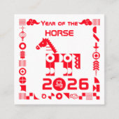 Pferdejahr 2026 quadratische visitenkarte (Vorderseite)
