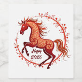 Pferdejahr 2026 weinetikett (Einzelnes Label)