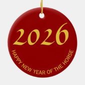 Pferdejahr Gold Prägung Symbol Zodiac RCO Keramik Ornament (Hinten)