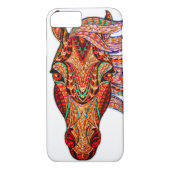 Pferdejuwelenmosaik-Cowgirl braunes Weiß Case-Mate iPhone Hülle (Rückseite)