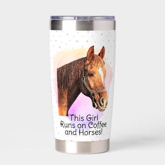 Pferdekaffee Reittier Rosa Niedliches Pony Thermobecher (Rückseite)