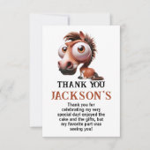 Pferdekarikaturen 1. Geburtstag Party Dankeskarte (Vorderseite)