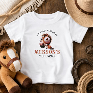 Pferdekarikaturen 1. Geburtstagsfeier Baby T-shirt