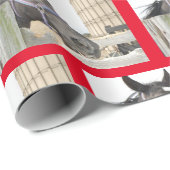 Pferdekauen auf einem Zaun Geschenkpapier (Rolleneckpunkt)