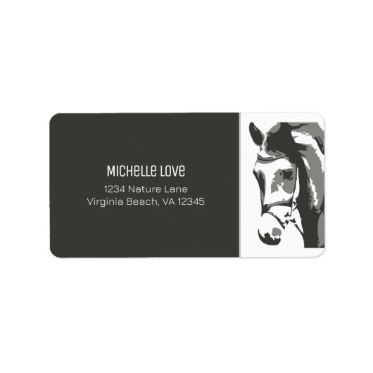 Pferdekizze in Grau und Weiß Adressaufkleber (Vorne)