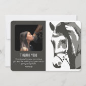 Pferdekizze Modernes Graues Weiß Abschluss FOTO Dankeskarte (Vorderseite)