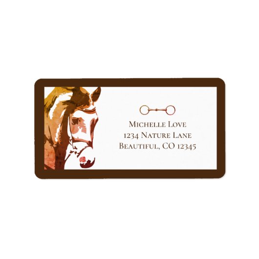 Pferdekizze und Snaffle-Bit in brauner Adresse Adressaufkleber (Vorne)