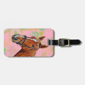 Pferdekopf auf Blumenhintergrund, Gepäckanhänger (Vorderseite horizontal)