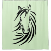 Pferdekopf auf Grün Duschvorhang (Vorderseite)