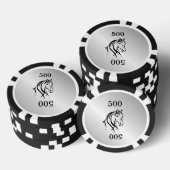 Pferdekopf auf Silber Pokerchips (Stapel)