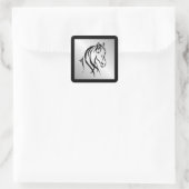 Pferdekopf auf Silber Quadratischer Aufkleber (Tasche)