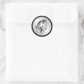Pferdekopf auf Silber Runder Aufkleber (Tasche)