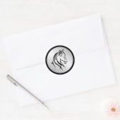 Pferdekopf auf Silber Runder Aufkleber (Umschlag)