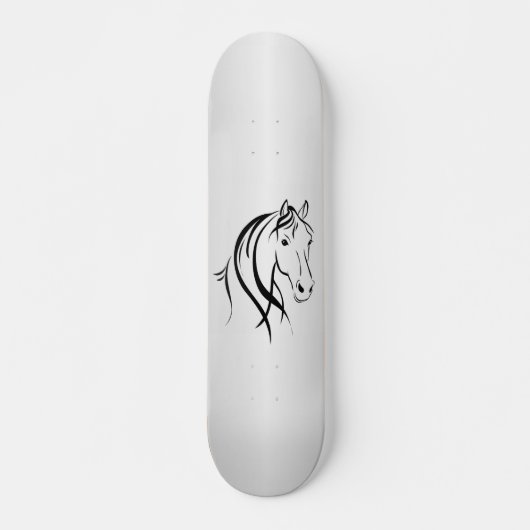 Pferdekopf auf Silber Skateboard (Vorne)