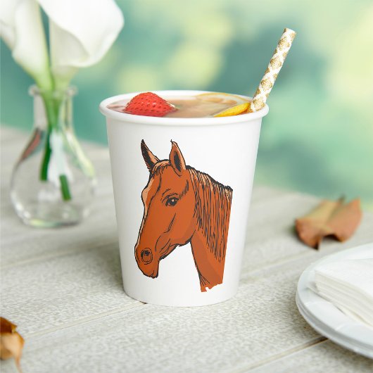 Pferdekopf Brown Farm Animal Pappbecher
