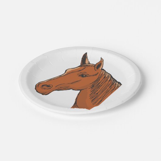 Pferdekopf Brown Farm Animal Pappteller (Schrägansicht)