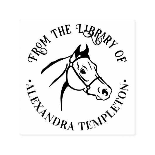 Pferdekopf "From the Library of" Buchname Permastempel (Design)