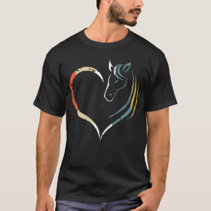 Pferdekopf in Herz Frauen Damen Mädchen Teens K T-Shirt