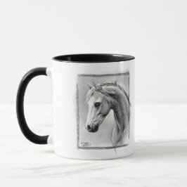 Pferdekopf Kohle zeichnend Pferdekunst Kaffeetasse