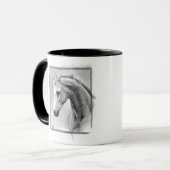 Pferdekopf Kohle zeichnend Pferdekunst Kaffeetasse (Vorderseite Links)
