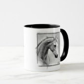 Pferdekopf Kohle zeichnend Pferdekunst Kaffeetasse (VorderseiteRechts)