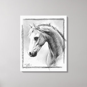 Pferdekopf Kohlezeichnung Equine-Kunst Leinwanddruck