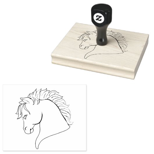 Pferdekopf, Line Art, Big 4" x 5" Gummi Briefmarke Gummistempel (Stempel)