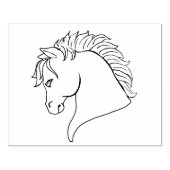 Pferdekopf, Line Art, Big 4" x 5" Gummi Briefmarke Gummistempel (Prägung)