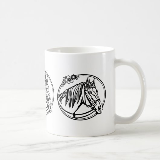 Pferdekopf mit Blume Kaffeetasse (Rechts)