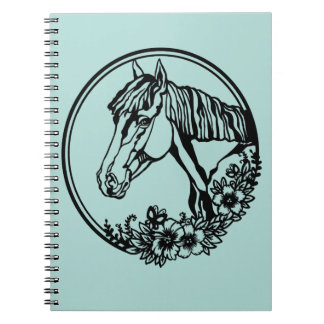 Pferdekopf mit Blume Notizblock